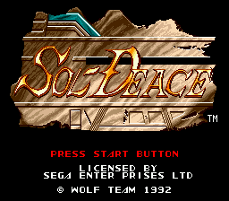 Sol-Deace title screen for Sega Genesis